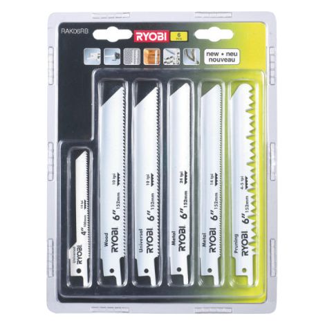 RYOBI Lot de 6 lames universelles - bois et métal 100/152mm - RAK06RB (1/5)