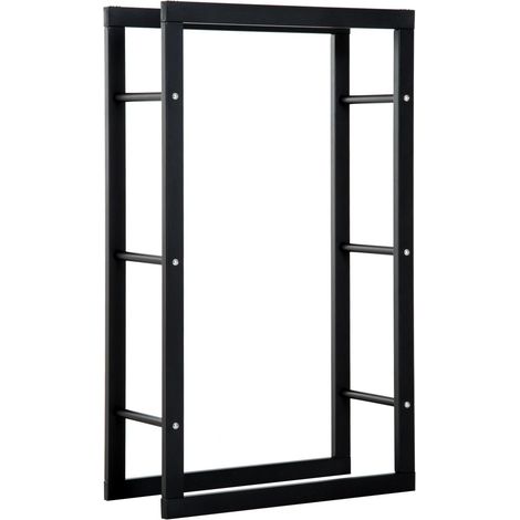 Portalegna Legnaia in Ferro 60x25x100 cm da Interno Max 100Kg Nero (1/4)