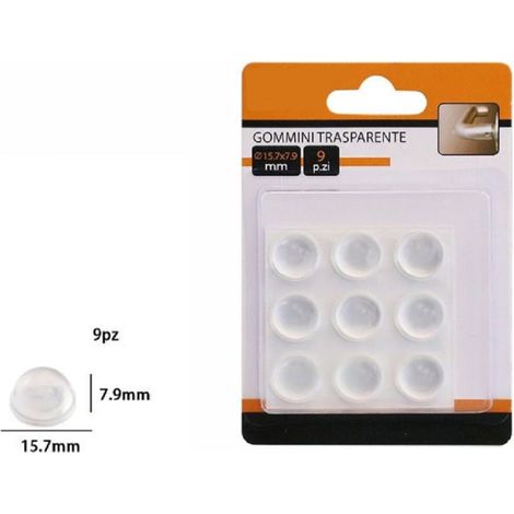 Trade Shop - SATZ MIT 9 TRANSPARENTEN RUNDEN BODENSCHUTZAUFKLEBERN 15,7X7,9MM 66099 - (1/2)