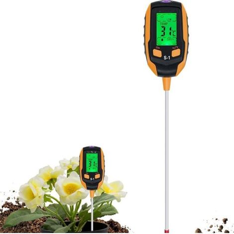 Ecleanfy - Testeur de Sol 4 en 1 avec PH/Température/Humidité/Lumière pour Jardinage, Pelouse, Agriculture et Plantes d\'Extérieur (1/5)