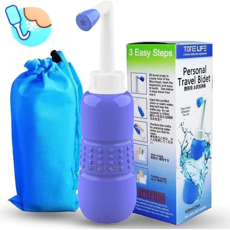 Bidét portatif Resebidé - Douche féminine portable, hygiène intime après toilettes, alternative au bidet, accessoire de voyage, nettoyant vaginal, poche à eau réutilisable, 1 unité, usage pratique. (1/5)