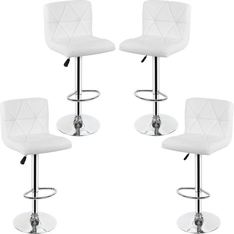 Lot de 4 Tabourets de Bar en PU Moderne de Cuisine Chaises Blanc (1/5)