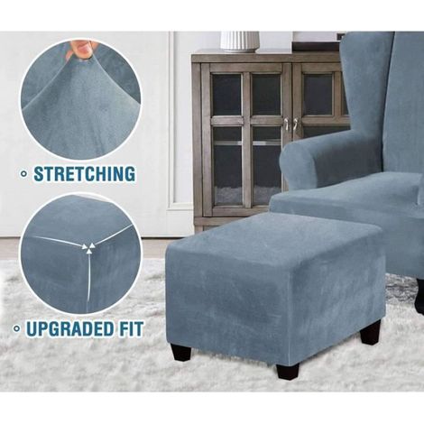 Housse de repose-pieds extensible luxueuse carrée en daim pliable - - taupe (1/4)