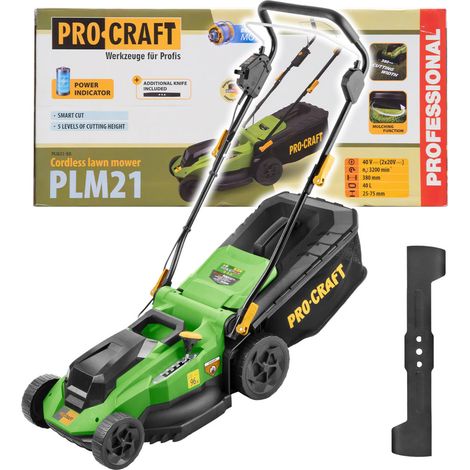 Tondeuse à gazon sans fil Procraft PLM21bb 40 V (2x 20 V) 380 mm Brushless Solo - sans batterie, sans chargeur