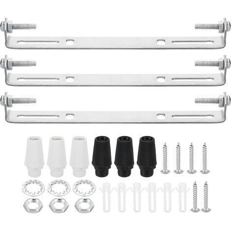 160mm Ceiling Plate Kit, 3 Sets Fixture Mounting Brackets, Steel Plate, Domestic Wall Crossbar with Screws, 2 Colors Cap Plaque de Fixation pour Luminaire Suspendu, Barre Transversale 2 Couleurs Bouc
