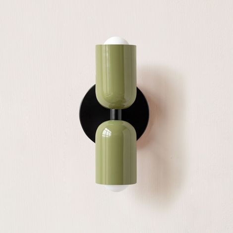 Lampada a due bracci vintage color crema – Applica decorativa nordica e francese per corridoio, camera o lato del letto, design creativo con base nera e finitura verde
