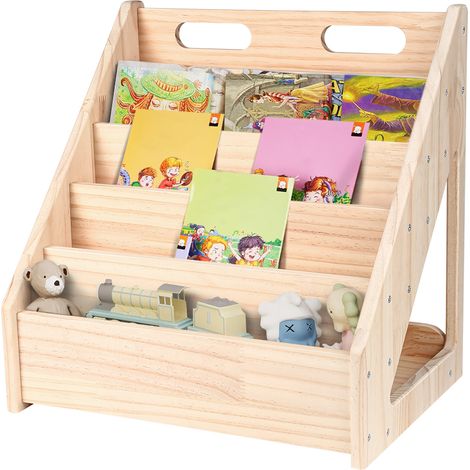 Bibliothèque Étagère à Livres pour Enfants Porte-revues 4 Compartiments,42x31x42cm (1/5)