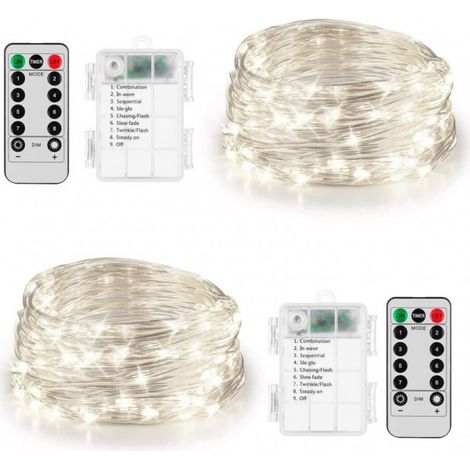 20 m lange, wasserdichte LED-Lichterkette mit Fernbedienung, batteriebetrieben, Weihnachtsdekoration, Partybeleuchtung für drinnen und draußen