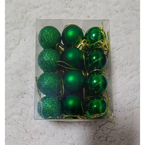 Boules de Noël décorations d'arbres de Noël ensemble de 24 pièces décorations d'arbres de Noël boules de Noël en plastique boules de Noël boules d'arbres de Noël jusqu'à 3cm vert
