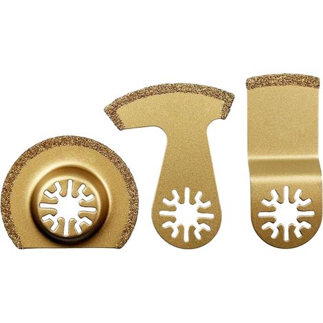 Lot de 3 lames de scie oscillantes en carbure - Outil multifonction - Lame de scie segmentée - Lame de scie plongeante pour sol, carrelage, joint, béton, maçonnerie (1/5)