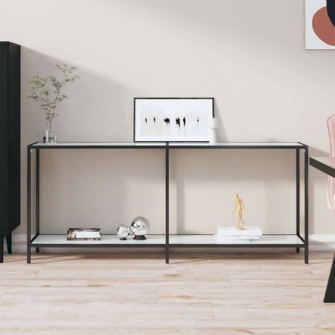 Console Table d'appoint - Meuble d'entrée Blanc 180x35x75,5 cm Verre trempé BV164940 - BonneVie (1/5)
