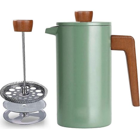 French-Press-Kaffeebereiter mit Griff aus Echtholz für Kaffee und Tee