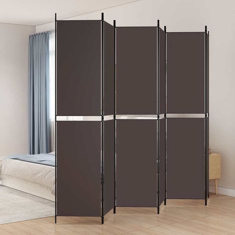 Cloison de séparation 6 panneaux pliable en tissu marron 300 x 220 cm - PANGIVO (1/5)