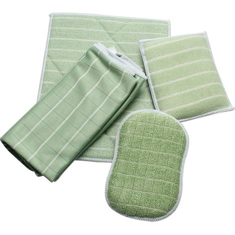 Set mit 4 wiederverwendbaren, waschbaren Bambus-Mikrofasertüchern für ein strahlend sauberes Zuhause. Reinigt und poliert alle glatten und empfindlichen Oberflächen – Glas, Auto usw. (1/5)