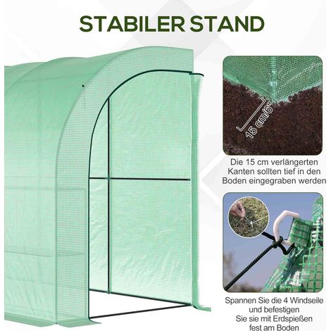 Serre de jardin extérieure avec housse en PVC anti-UV, 3 étagères, fermeture éclair, couleur verte