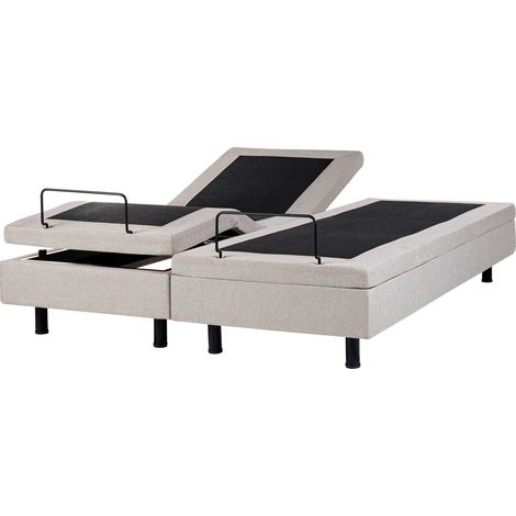 Cama articulada eléctrica moderna mando a distancia ajustable sin cabecero poliéster beige 160 x 200 cm Duke