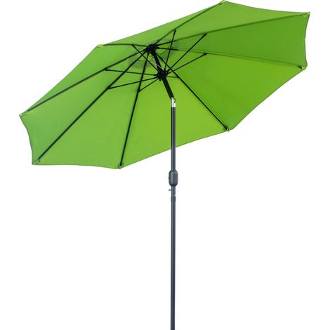 2.7M Garden Parasol Umbrella with Glass Fibre Ribs and Aluminium Frame, Tilting Sun Shade Shelter Canopy, Light Green