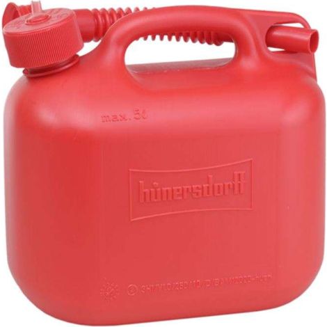 Jerrican essence ethanol E10 avec bec verseur 5L bouchon sécurité enfant à visser bidon rouge
