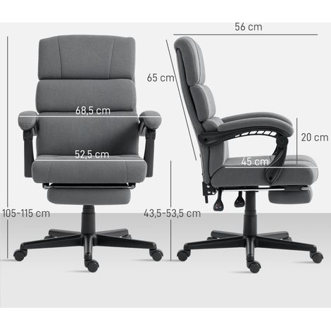 Fauteuil de bureau moelleux velours, hauteur ajustable, roulettes pivotantes, gris anthracite, confort assis longue durée (1/5)
