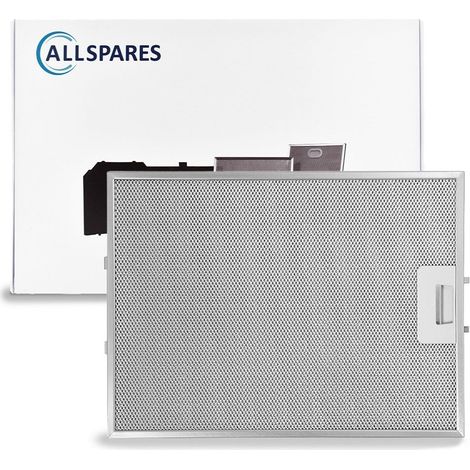 Filtro metálico AllSpares para campanas extractoras compatible con Bosch Siemens 00422872/422872 y Whirlpool I.KE.A. 480122102174 (380 x 283 x 8 mm)