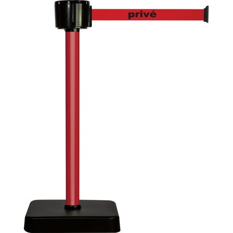 Poteau alu rouge à sangle grande longueur rouge privé 12m x 50mm sur socle mobile - 2810173 (1/2)