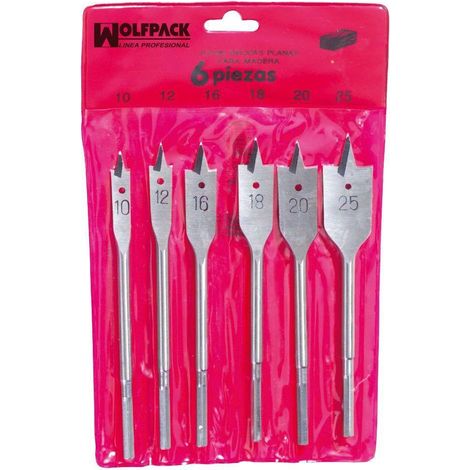Set di punte da trapano per legno piatte a 3 punte Wolfpack 6 pezzi