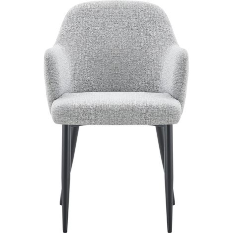 2er-Set Esszimmerstühle aus grauem Stoff und schwarzem PU, 83 cm, Metallbeine MODENUIT (1/5)