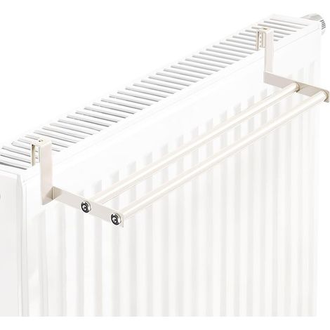 Porte-serviettes pour radiateur 58 cm, sèche-serviettes Blanc sans perçage (1/4)