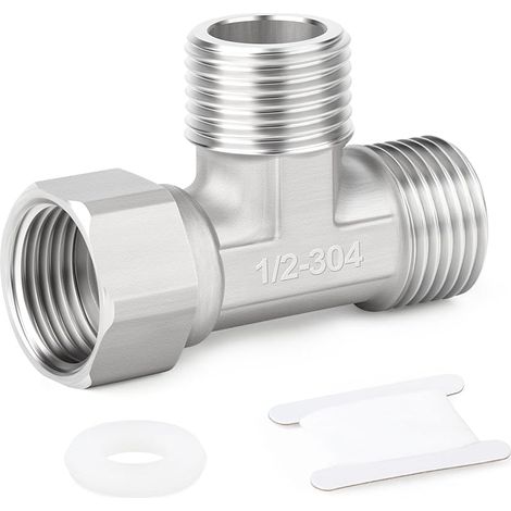 1 pièces Connecteur en T flexible mobile 3 voies en acier inoxydable 304, raccord en T mâle 1/2" pour pulvérisateur, robinet d'équerre, bras de douche