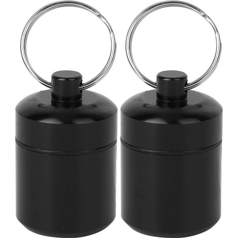 Lot de 2 boîtes miniatures en alliage d'aluminium étanches, récipient métallique scellé avec porte-clés pour ranger pièces, bouchons d'oreille. (1/5)