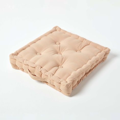 HOMESCAPES Coussin de sol - Beige Uni - 40 x 40 cm