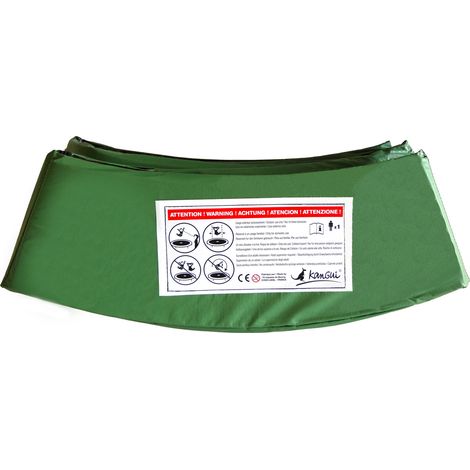 Coussin de protection pour trampoline Ø 360 cm – PVC vert – Largeur 30,5 cm – Épaisseur mousse 20 mm – 8 sections avec attaches élastiques – Kangui
