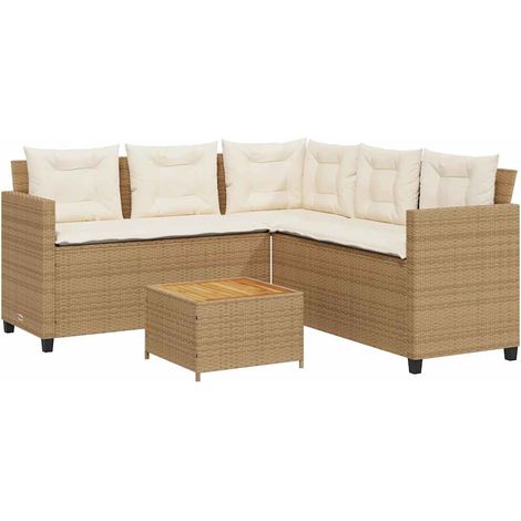 Maison Exclusive - Sofá de jardín en forma de L con mesa y cojine (1/5)