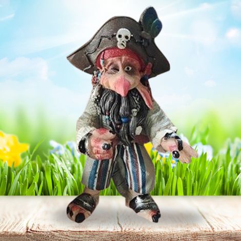 Statue En Résine Nain Pirate - Décoration De Jardin Extérieur Résistante Aux Intempéries - Ornement De Noël Ou Halloween - 1 Pièce (1/5)