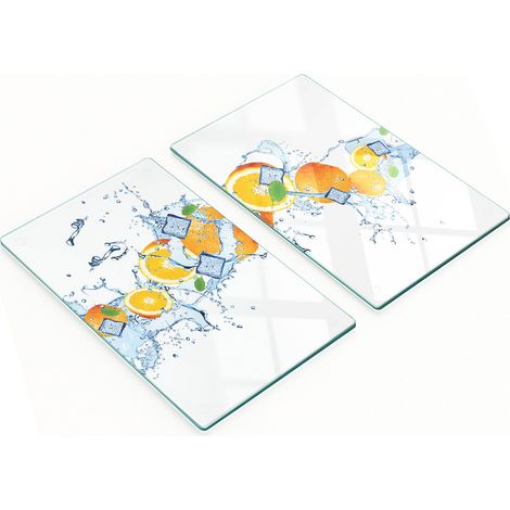 Küchenschneidebretter aus Glas mit Orangenwasser-Motiv, 2 x 30 x 52 cm (1/5)