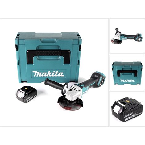 Amoladora angular sin cable Makita DGA 511 G1J 18V 125mm sin escobillas + 1x batería recargable 6.0Ah + Makpac - sin cargador
