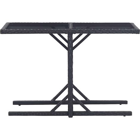 vidaXL Mesa de jardín de vidrio y ratán sintético negro 110x53x72 cm (1/2)