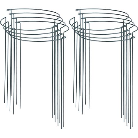 10Pcs 40x25cm Plant Support Stakes - Heavy Duty Metal Half Round Ring Cage, Garden Plant Supports for Outdoor Tomatoes, Peonies, Roses, Cucumbers & Climbing Plants (16''x10'') (10 PCS) (1/5)