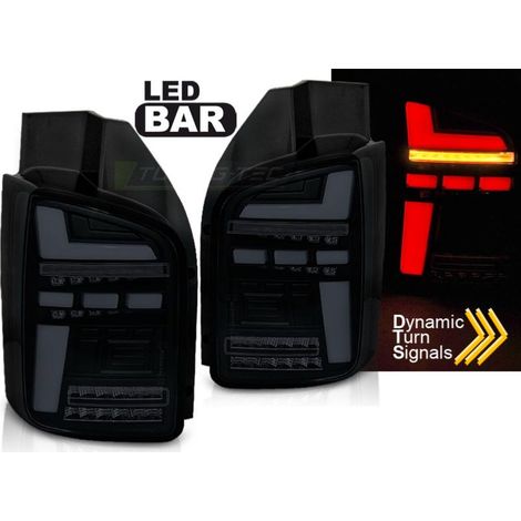 Paire de feux VW T5 03-09 FULL LED BAR DYN noir Fume (1/5)