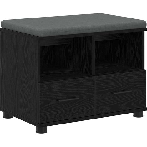 Hall Bench Black Oak 60 x 38 x 46 cm Engineered Wood and Fabric vidaXL (1/5)