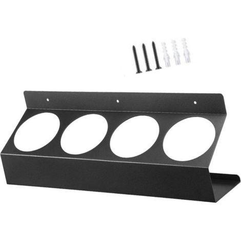 Organizador de latas de aerosol negras para talleres y remolques cerrados, con capacidad para 4 latas de aerosol, para montaje en pared. (1/4)