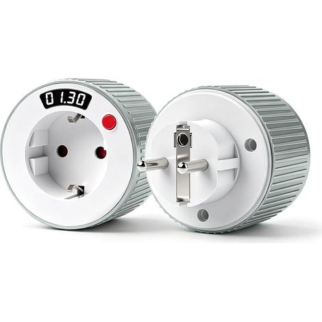 Digital Timer Socket with Timer - Timer Switch for Socket, Mechanical Shut-off Timer 1 Min-24H, LED Digital Display, 16A / 3680W Energy Saving Socket for Kitchen & Household - White (1/5)