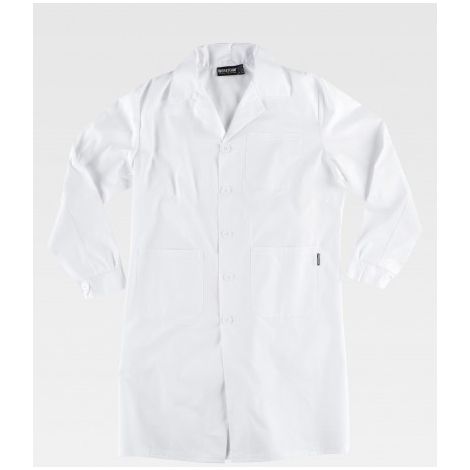Bata entallada de mujer con cuello solapa y botones a tono WORKTEAM B6100 54/56 Blanco