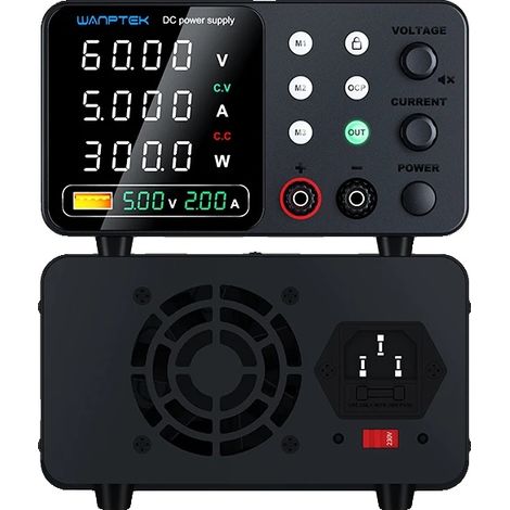 Fuente de alimentación de laboratorio de CC, voltaje ajustable, pantalla de alta precisión, TPS-C605 60V 5A (1/2)