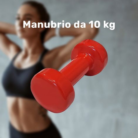 TRADE SHOP - Manubrio Singolo 10 Kg In Vinile Allenamento Esercizi Casa Palestra Workout Fit - (1/2)