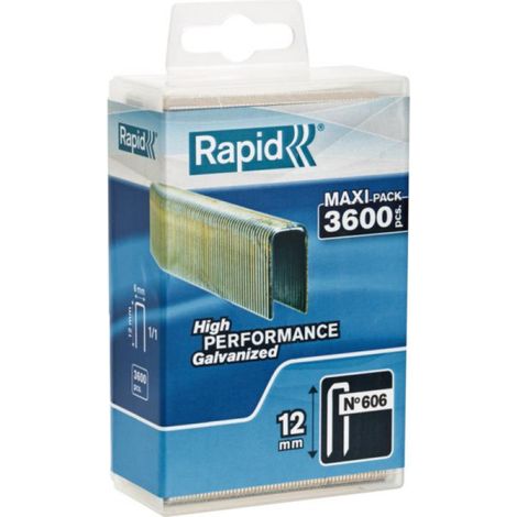 Graffette N° 606 18mm Galvanizzate Con Scatola di Plastica 3600 Pezzi - Rapid