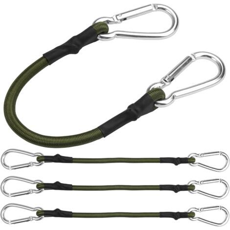 Set of 4 Elastic Bungee Cords with Carabiner, 30cm Elastic Cord with Carabiner