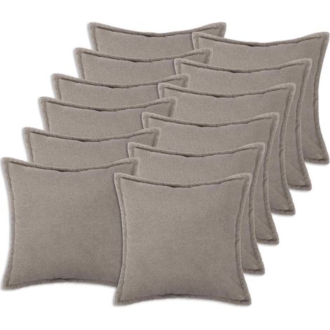 Housse de coussin 12 pcs HOUTEN Gris clair 45 x 45 cm Bouclé vidaXL