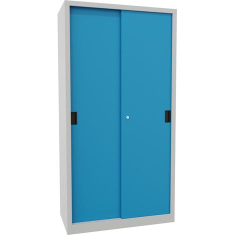 Pavoy Schiebetürenschrank, 1950x1000x500 mm, 4 Böden verzinkt, RAL 7035/5012 (1/3)