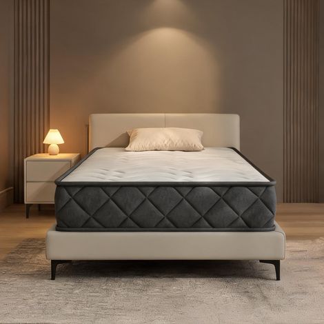 Matelas coloris blanc gris en polyester 90 x 190 x 20 cm (1/5)